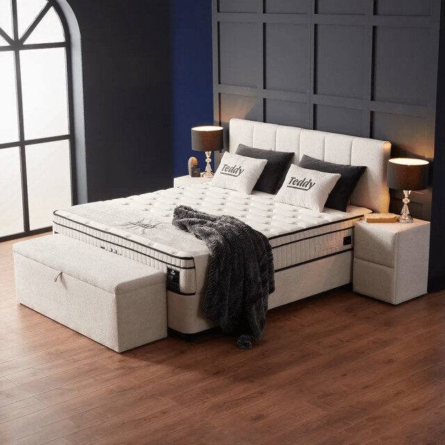 Beddenscout24 Boxspring bed met opbergruimte 140x200 cm - teddy inclusief 28 cm matras 3199557 large