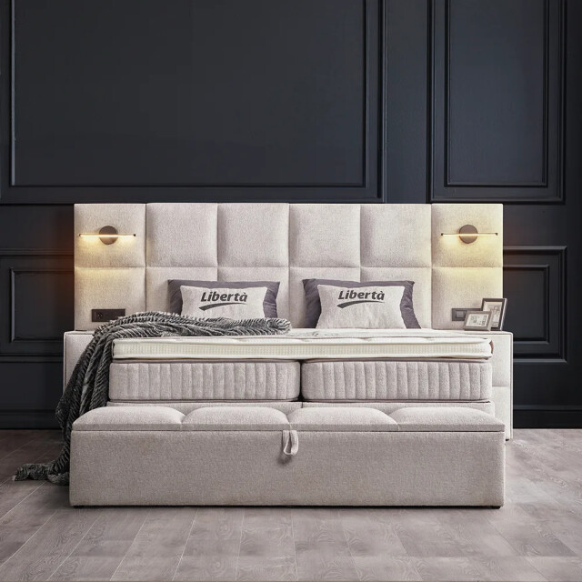 Beddenscout24 Boxspring bed met opbergruimte 160x200 cm beige liberta inclusief 19 cm 3199398 large