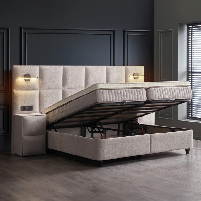 Beddenscout24 Boxspring bed met opbergruimte 160x200 cm beige liberta inclusief 19 cm 3199398 large