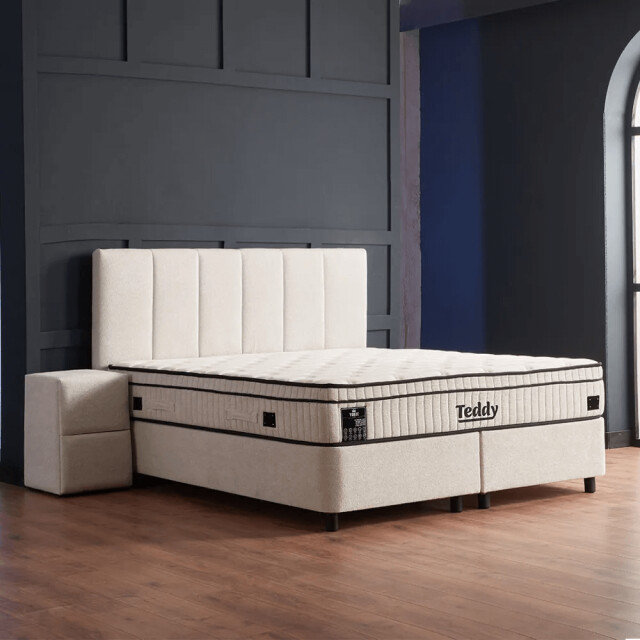 Beddenscout24 Boxspring bed met opbergruimte 140x200 cm - teddy inclusief 28 cm matras 3199557 large
