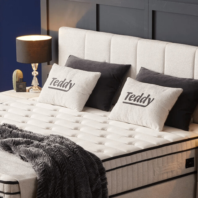 Beddenscout24 Boxspring bed met opbergruimte 140x200 cm - teddy inclusief 28 cm matras 3199557 large