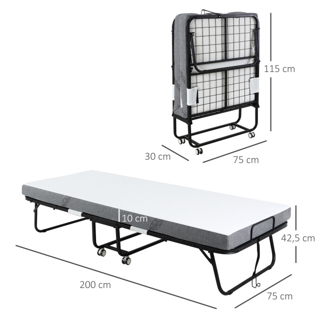 4goodz Homcom logeerbed opklapbaar 1-persoons 200x75x42.5 cm tot 150 kg 3205291 large