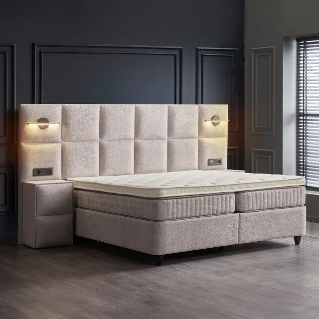 Beddenscout24 Boxspring bed met opbergruimte 160x200 cm beige liberta inclusief 19 cm 3199398 large