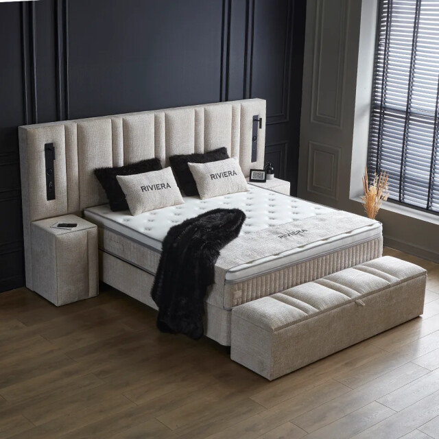 Beddenscout24 Boxspring bed met opbergruimte 180x200 cm - riviera inclusief 32 cm 3199342 large