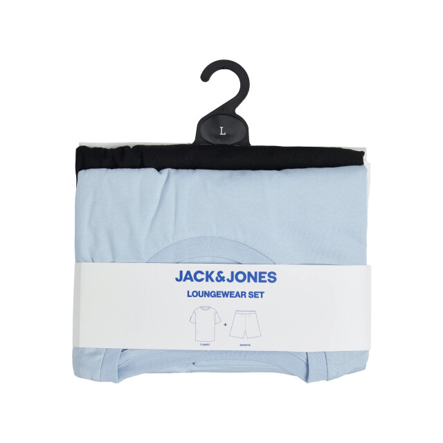 Jack & Jones Heren korte shortama pyjamaset jacomaha ronde hals lichtblauw/zwart 12276880-Skyway large