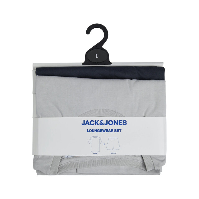 Jack & Jones Heren korte shortama pyjamaset jacomaha ronde hals grijs/donkerblauw 12276880-Vapor Blue large