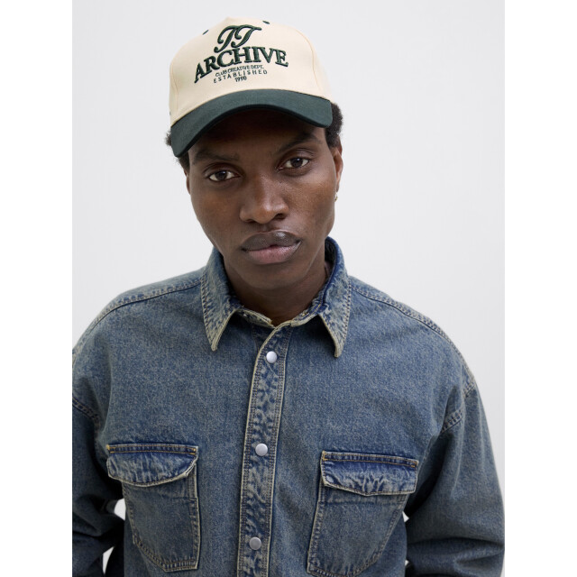 Jack & Jones Heren baseball cap jacframe pet crèmewit/groen 12276292 large