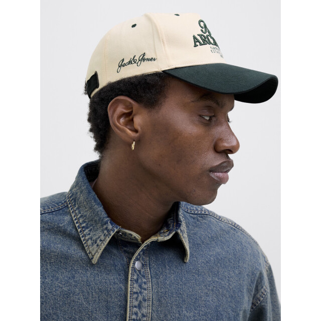 Jack & Jones Heren baseball cap jacframe pet crèmewit/groen 12276292 large