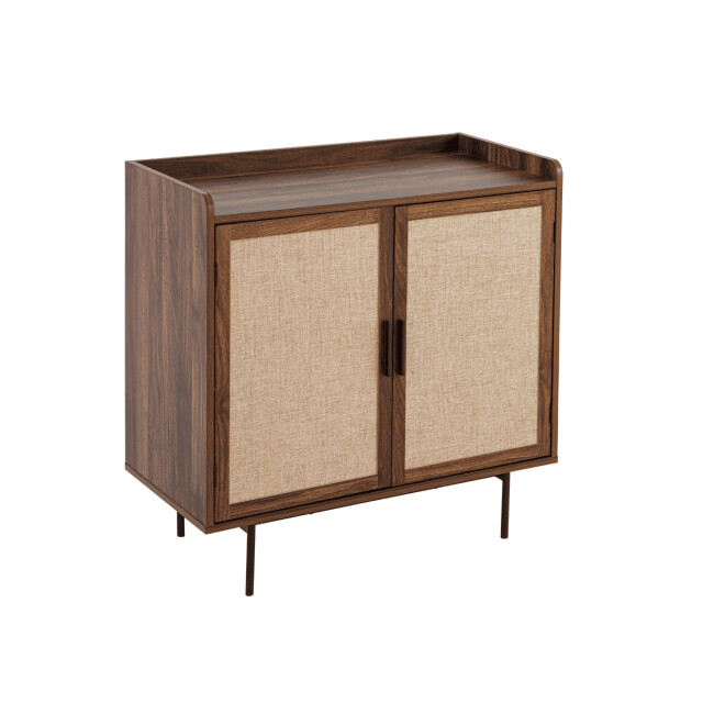 CaliCosy Dressoir met 2 deuren in notenhoutdecor met stoffen fronten l80 cm jetson 3196187 large