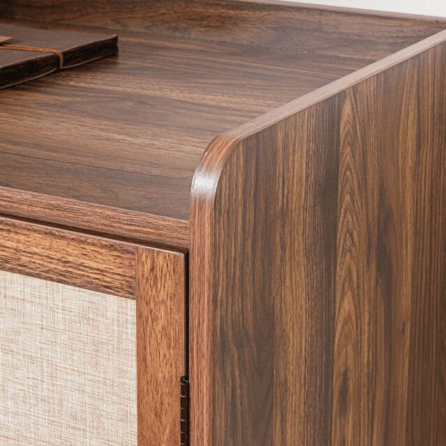 CaliCosy Dressoir met 2 deuren in notenhoutdecor met stoffen fronten l80 cm jetson 3196187 large