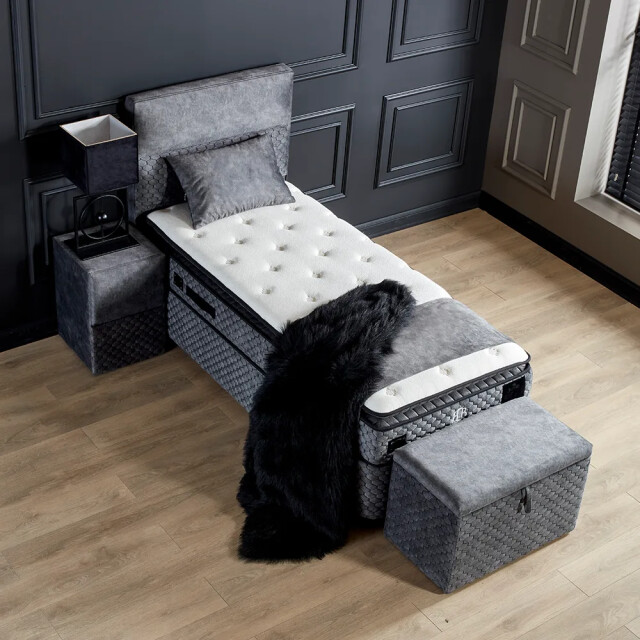 Beddenscout24 Boxspring bed met opbergruimte 120x200 cm - babylon inclusief 28 cm 3205469 large
