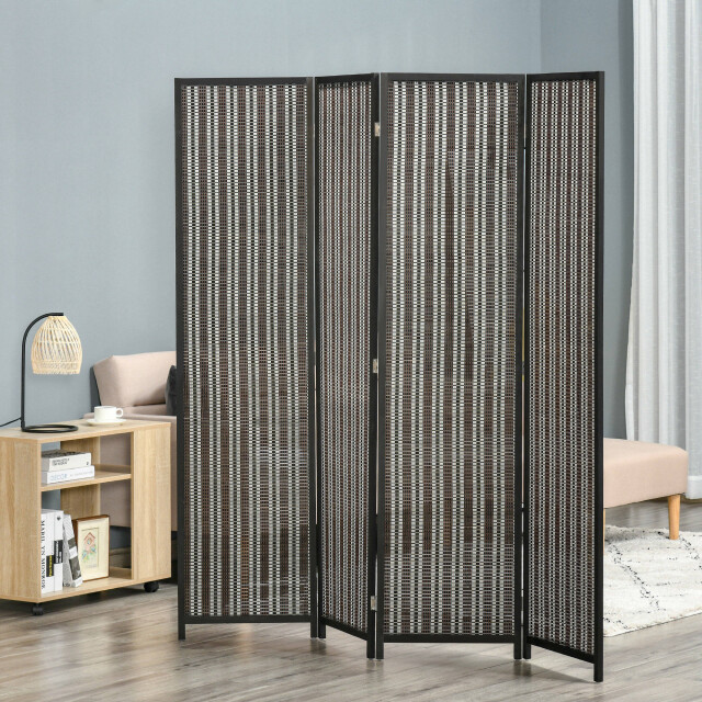 4goodz Homcom kamerverdeler, opvouwbaar, grenenhout/bamboe, 180 x 180 cm, /zwart 3205477 large