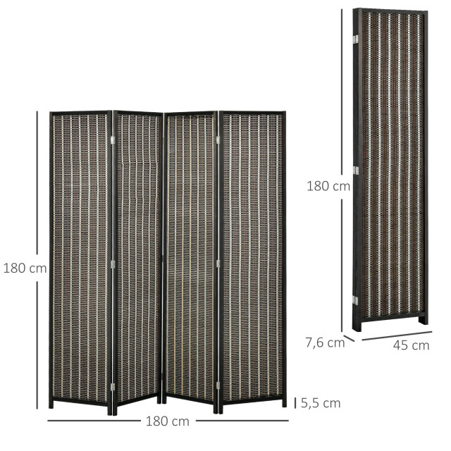4goodz Homcom kamerverdeler, opvouwbaar, grenenhout/bamboe, 180 x 180 cm, /zwart 3205477 large