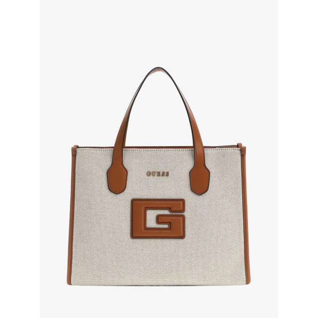Guess Dames tas katine natural cognac HWWG91-98220-NTC large