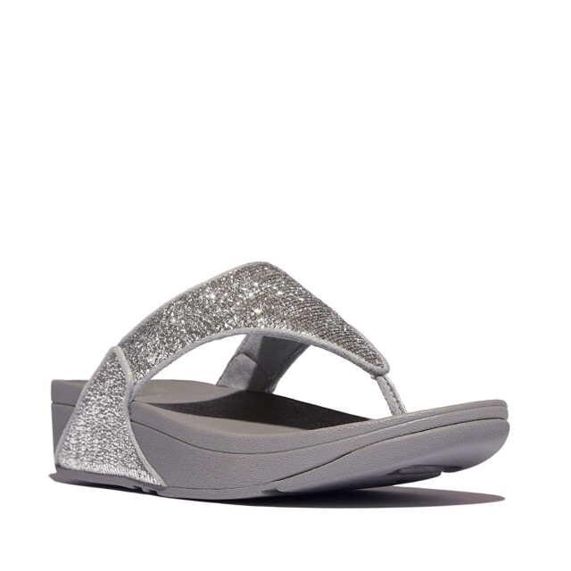 FitFlop Lulu crinkled-shimmer toe-post sandals E1A large