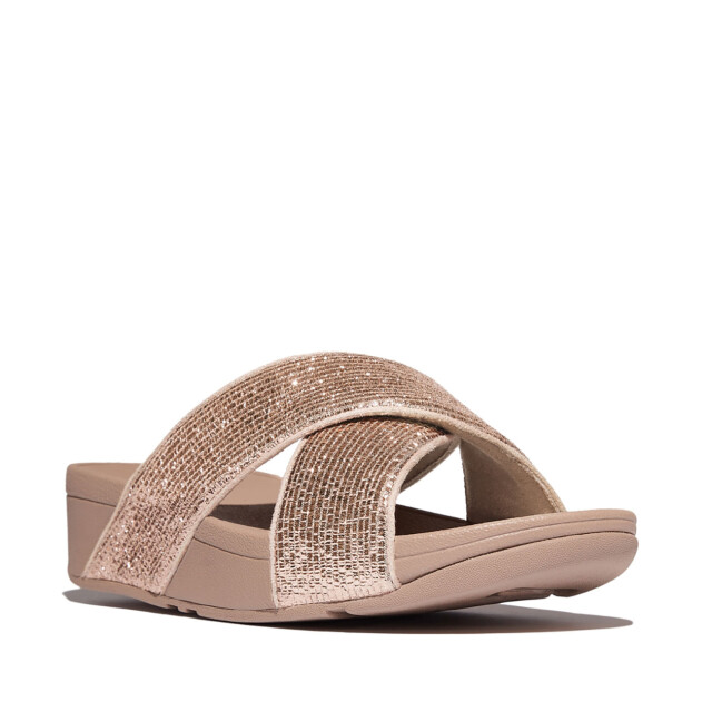FitFlop Lulu crinkled-shimmer cross slides E1B large
