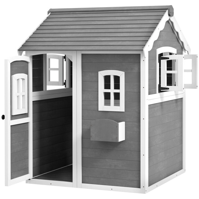 4goodz Outsunny speelhuis hout voor kinderen met ramen en plantenbak - 3205558 large