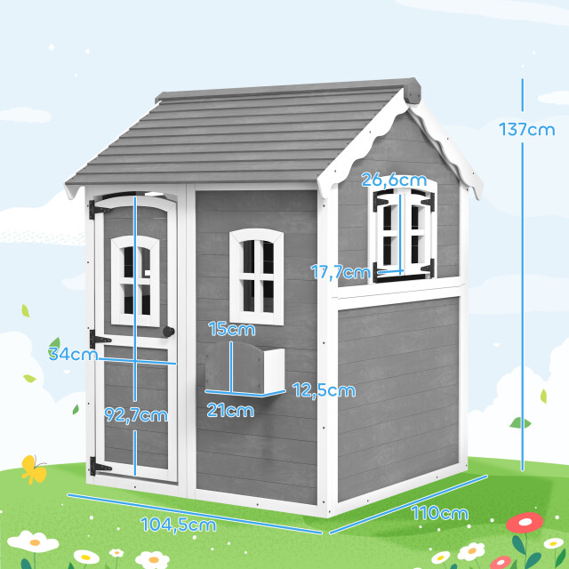 4goodz Outsunny speelhuis hout voor kinderen met ramen en plantenbak - 3205558 large