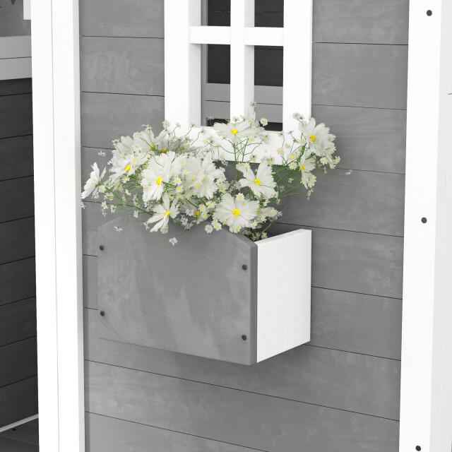 4goodz Outsunny speelhuis hout voor kinderen met ramen en plantenbak - 3205558 large