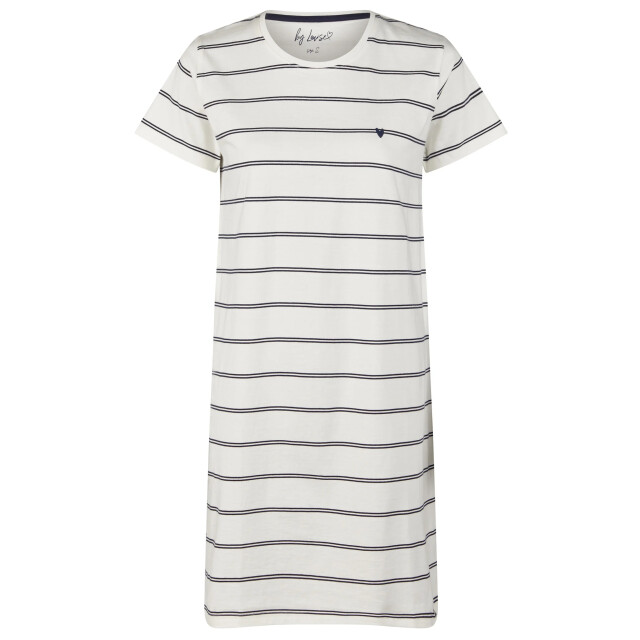 By Louise Dames nachthemd korte mouw off-white gestreept BL-563-02 large