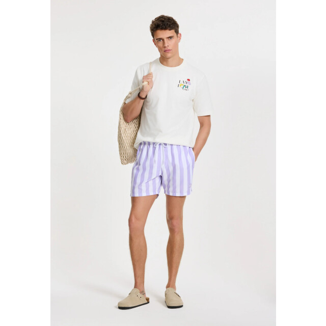 Shiwi Heren zwemshort broad stripe paars/wit 1441100200-5812 large