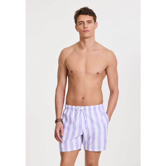Shiwi Heren zwemshort broad stripe paars/wit 1441100200-5812 large