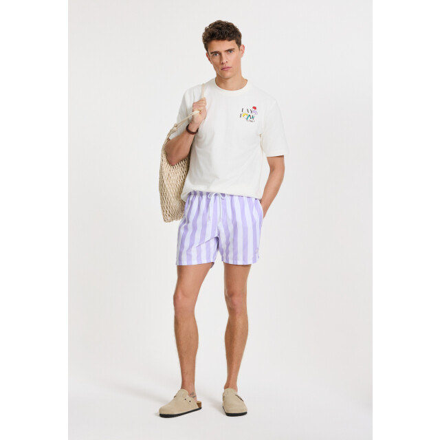 Shiwi Heren zwemshort broad stripe paars/wit 1441100200-5812 large