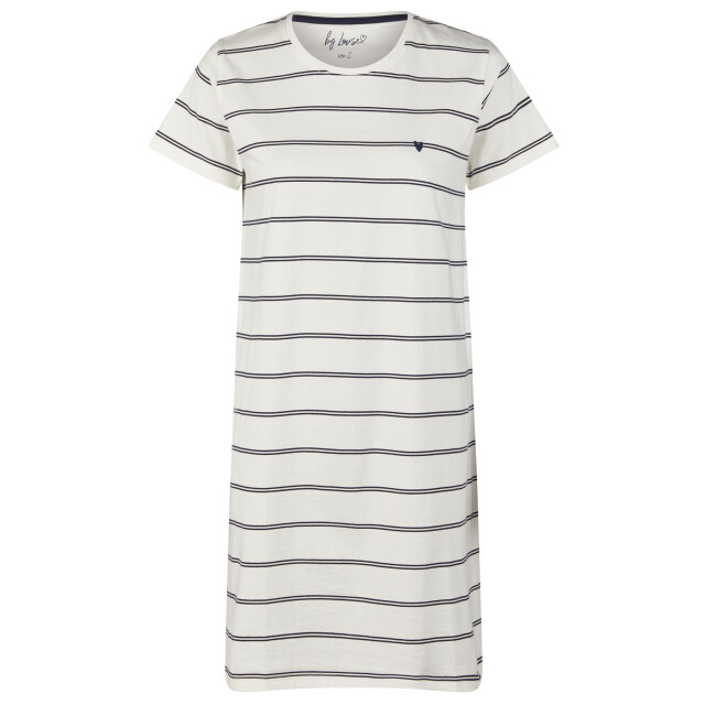 By Louise Dames nachthemd korte mouw off-white gestreept BL-563-02 large
