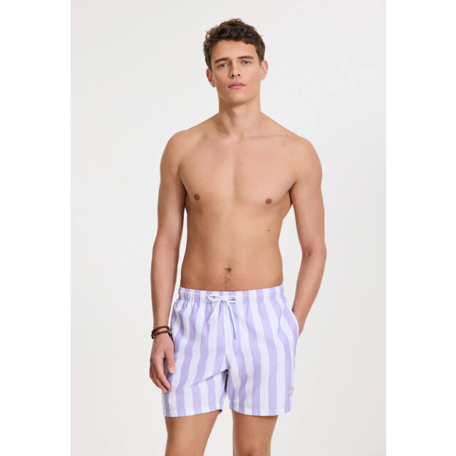 Shiwi Heren zwemshort broad stripe paars/wit 1441100200-5812 large