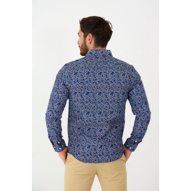 Yves Enzo heren italiaans overhemd strijkvrij print YE-5045-BL-1 large