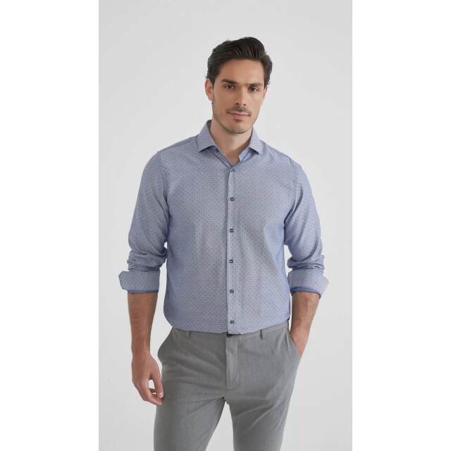 Yves Enzo heren italiaans overhemd strijkvrij print YE-6241-BL-1-1 large