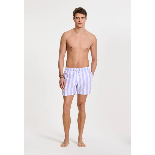 Shiwi Heren zwemshort broad stripe paars/wit 1441100200-5812 large