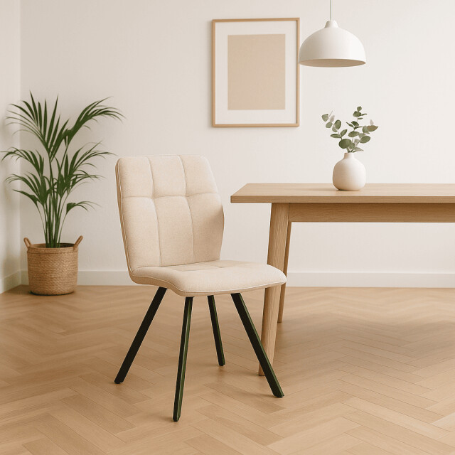 CaliCosy Set van 4 stoelen in stof met zwarte metalen poten l47 cm mery 3078753 large