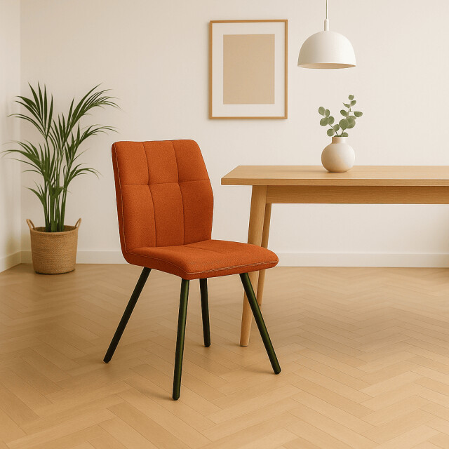 CaliCosy Set van 4 stoelen in stof met zwarte metalen poten l47 cm mery 3078754 large