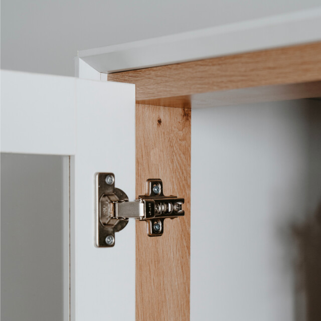 CaliCosy Hoog dressoir met 2 glazen deuren, 2 lades en 6 legplanken binnenin, 90 cm 3202269 large