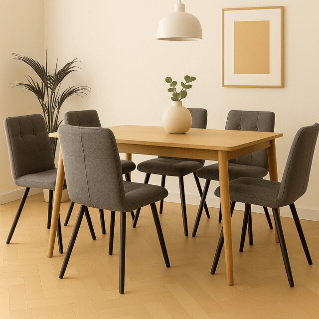 CaliCosy Set van 4 stoelen in stof met zwarte metalen poten l47 cm mery 3078755 large