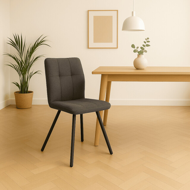 CaliCosy Set van 4 stoelen in stof met zwarte metalen poten l47 cm mery 3078755 large