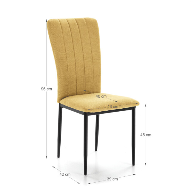 CaliCosy Set van 4 stoelen in stof met zwarte metalen poten l43 cm holly 3078801 large