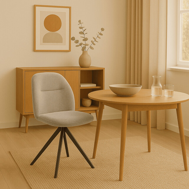 CaliCosy Set van 2 draaibare stoelen in stof met zwarte metalen poten l47 cm tamara 3078558 large