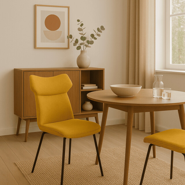 CaliCosy Set van 2 stoelen in stof met zwarte metalen poten l47 cm dara 3078554 large