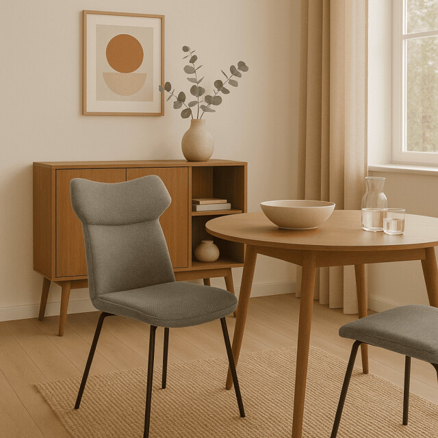 CaliCosy Set van 2 stoelen in stof met zwarte metalen poten l47 cm dara 3078556 large