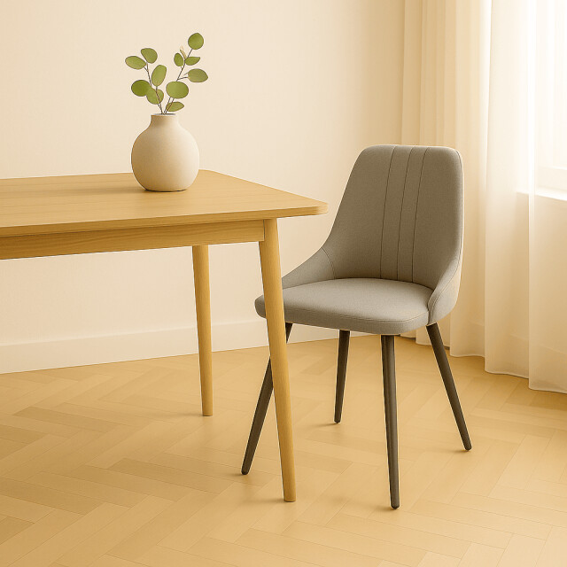 CaliCosy Set van 4 stoelen in stof met zwarte metalen poten l50 cm mani 3078765 large