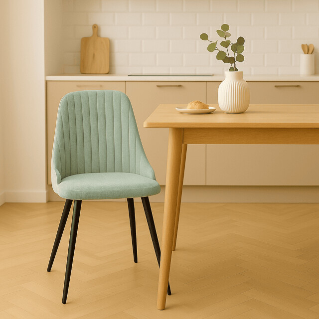 CaliCosy Set van 2 draaibare stoelen in stof met zwarte metalen poten l50 cm elma 3078767 large