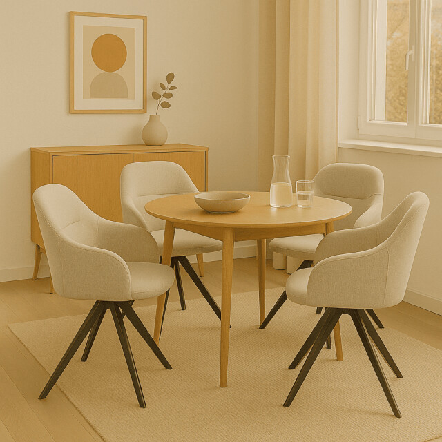 CaliCosy Set van 2 draaibare fauteuils in stof met zwarte metalen poten tamara 3078562 large