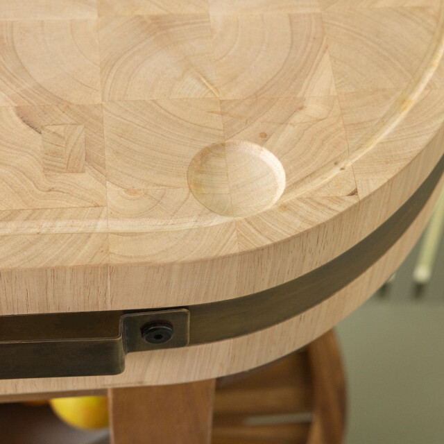 Signature Ovale slagersblok op wieltjes in massief acacia- en heveahout l76 cm rs 2981037 large