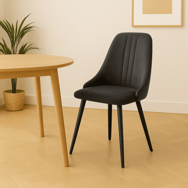 CaliCosy Set van 4 stoelen in stof met zwarte metalen poten l50 cm mani 3078766 large