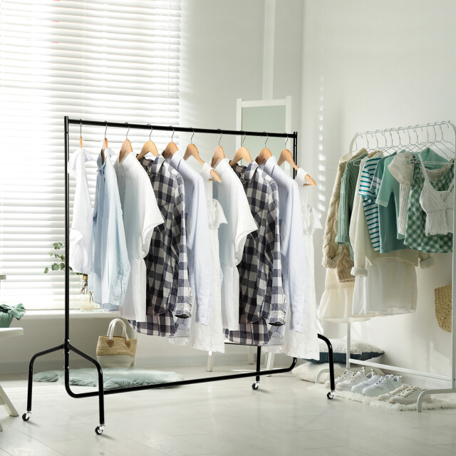 4goodz Homcom metalen kledingrek kledingwagen verrijdbare garderobe garderobestandaard 3205661 large