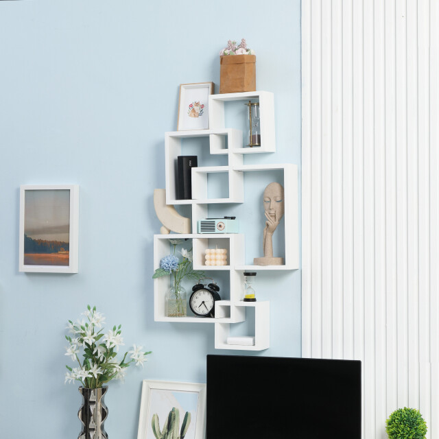 4goodz Homcom wandplank 5 in elkaar grijpende kubussen 9 vakken - 3205662 large