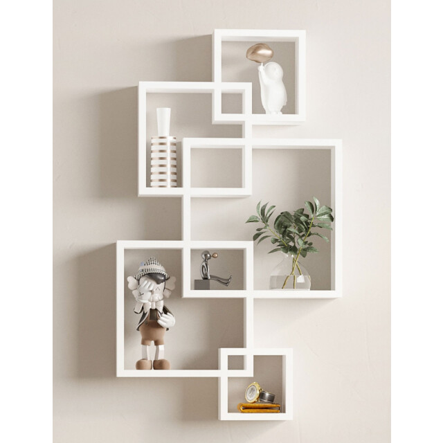 4goodz Homcom wandplank 5 in elkaar grijpende kubussen 9 vakken - 3205662 large