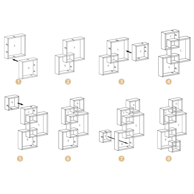 4goodz Homcom wandplank 5 in elkaar grijpende kubussen 9 vakken - 3205662 large